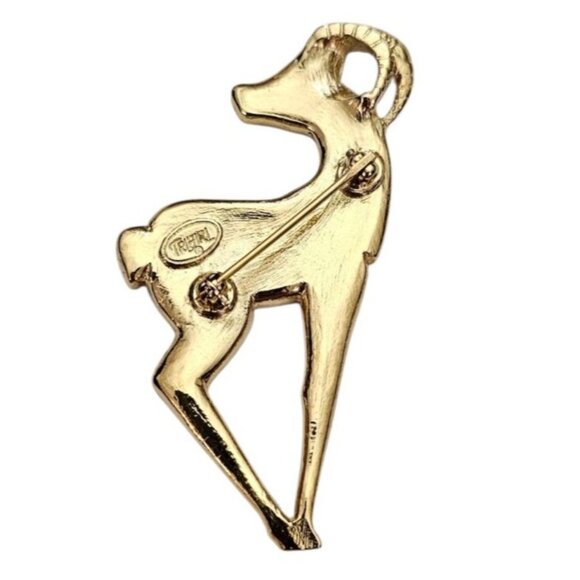Trifari Vintage Black Enamel Gazelle Brooch, Signed - Picture 4 of 7